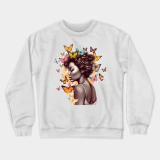 Afro Woman with Butterflies #4 Crewneck Sweatshirt